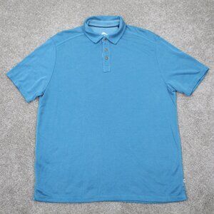 Tommy Bahama Polo Shirt Men Medium Blue Tencel Modal/Polyester S/S Pullover